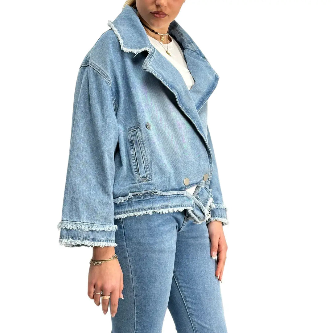 Bassini, Giubbotto Jeans, Donna, Cotone, Blu