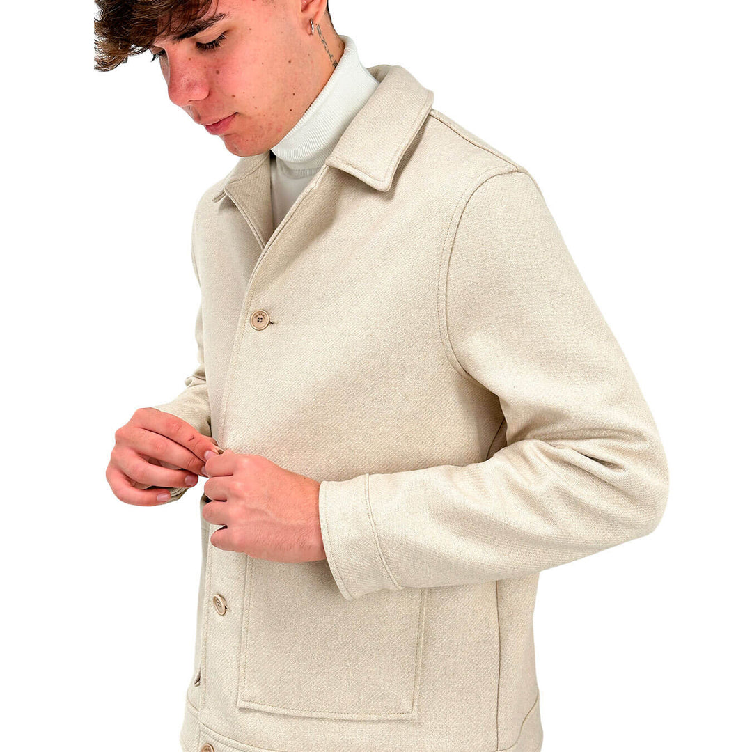 I'm Brian Men's Jacket, Single Breasted, Side Pockets, Ivory