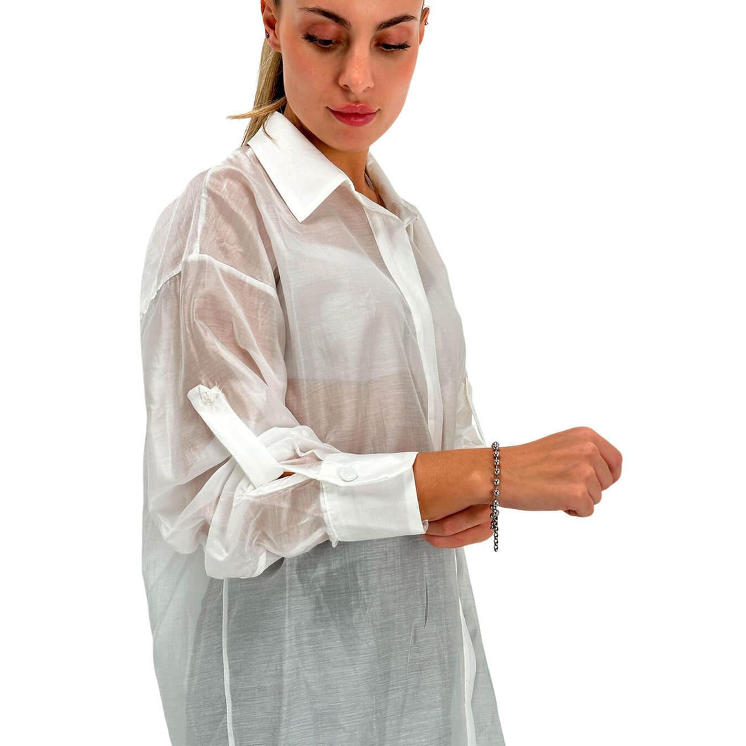 Tension In Women's Shirt, Basic, Transparent, Tencel, White