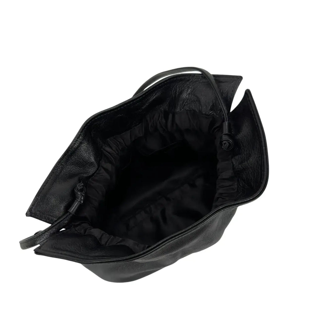 Bassini Borsa Donna Pasticcino Piccola in Nappa Nera con Chiusura Magnetica e Tracolla in Pelle