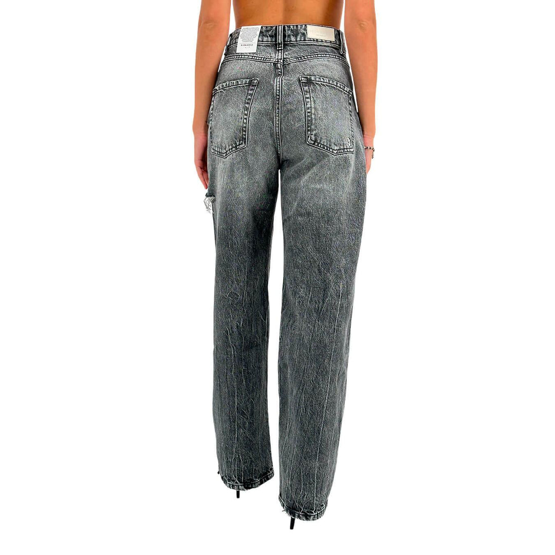 Icon Denim Poppy Pantaloni Donna, Jeans, Strappi, Cotone, Nero