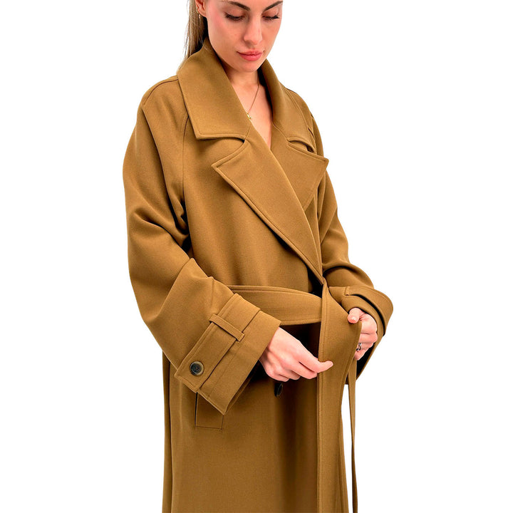 Ottod'Ame Trench Donna, Doppiopetto con Fusciacca, Marrone