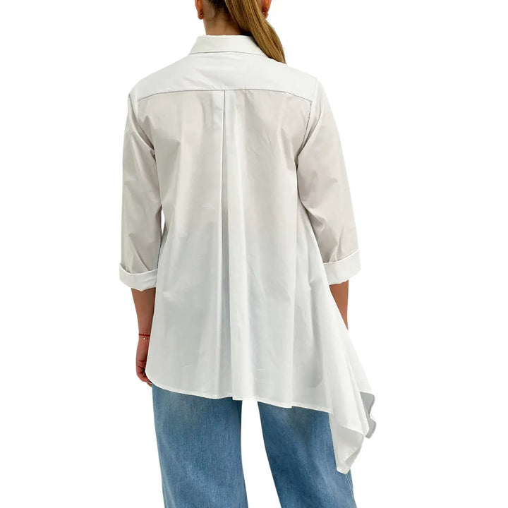 Bassini, Blusa, Donna, Maniche 3/4, Cotone, Bianco