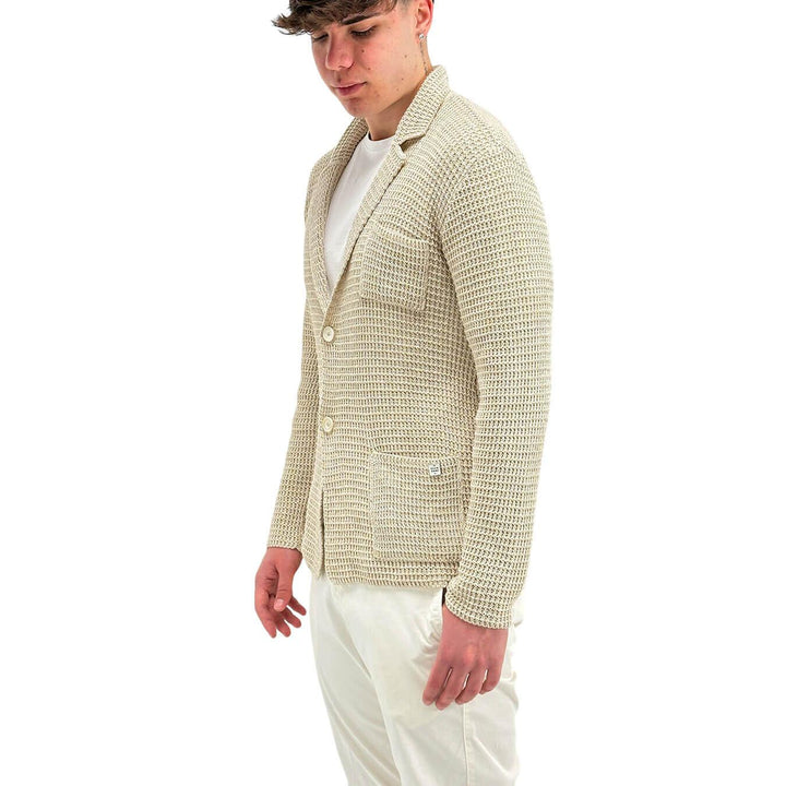 BL.11 Block Eleven Giacca Uomo, Cardigan, Revers, Cotone, Beige