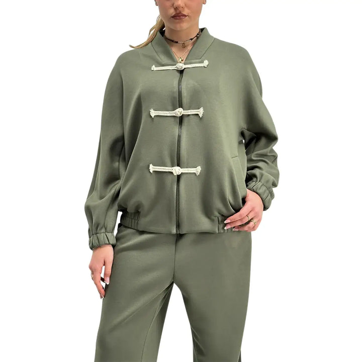 Kontatto, Bomber con Alamari, Donna, Verde