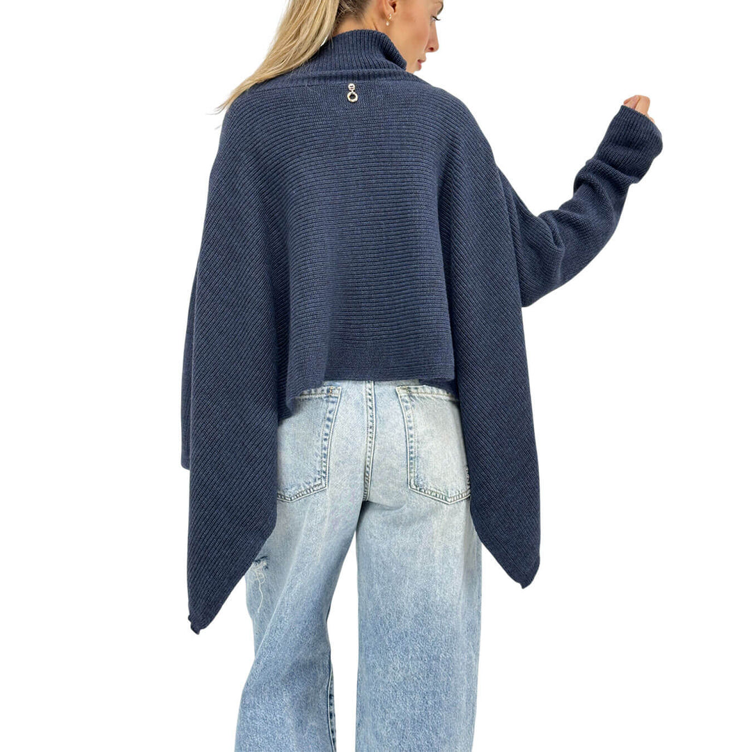 Relish, Maglia, Donna, Taso, Collo Alto, Acrilico, Blu