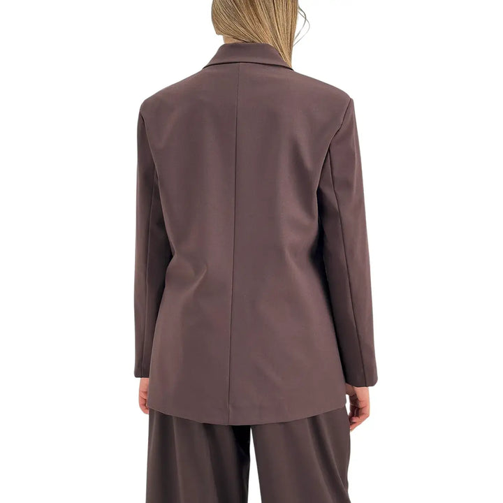Bassini Giacca Donna Cioccolato Doppiopetto Taglio Uomo Oversize con Tasche con Patta