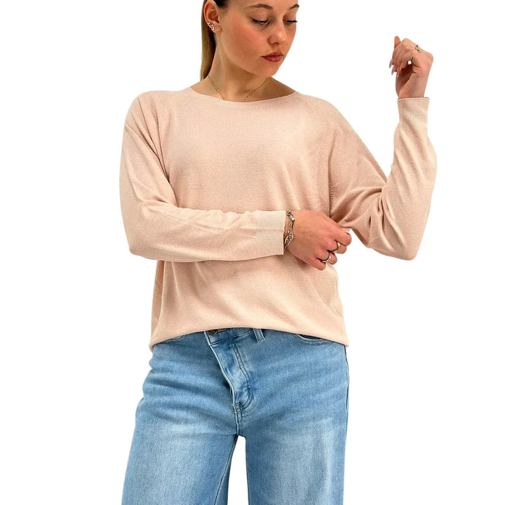 Kontatto, Maglia, Donna, Girocollo, Maniche Lunghe, Rosa, Viscosa