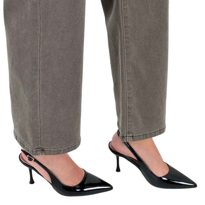 Bassini Jeans Donna Fango Oversize in Bull di Cotone Elasticizzato Morbido