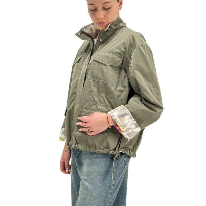 Oof Wear, Giubbotto, Donna, Double Face, Verde e Floreale