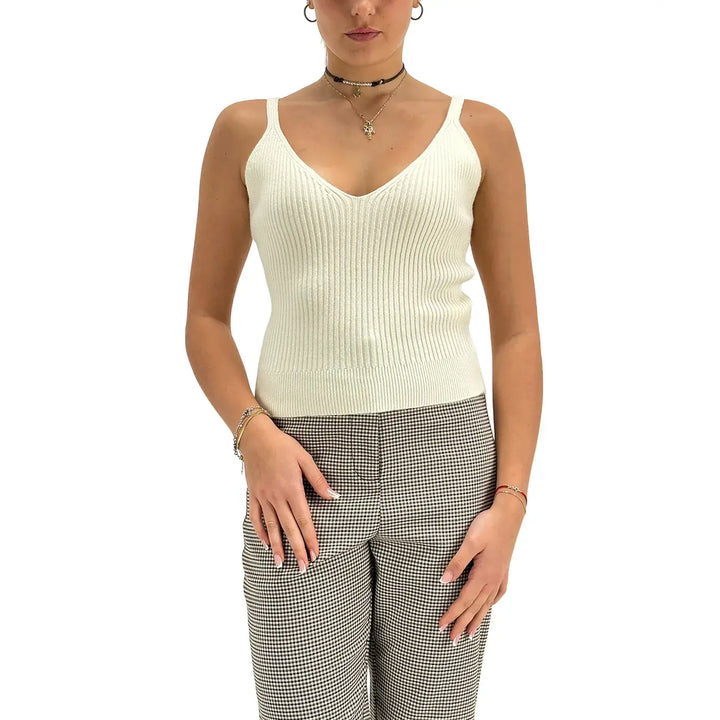 Koralline, Canotta, Donna, Tessuto Misto, Panna