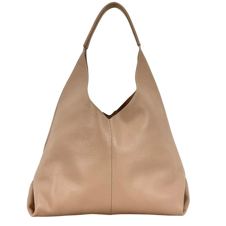 Bassini Borsa Donna a Sacca in Pelle Cipria con Chiusura Magnetica e Pochette Interna con Tracolla