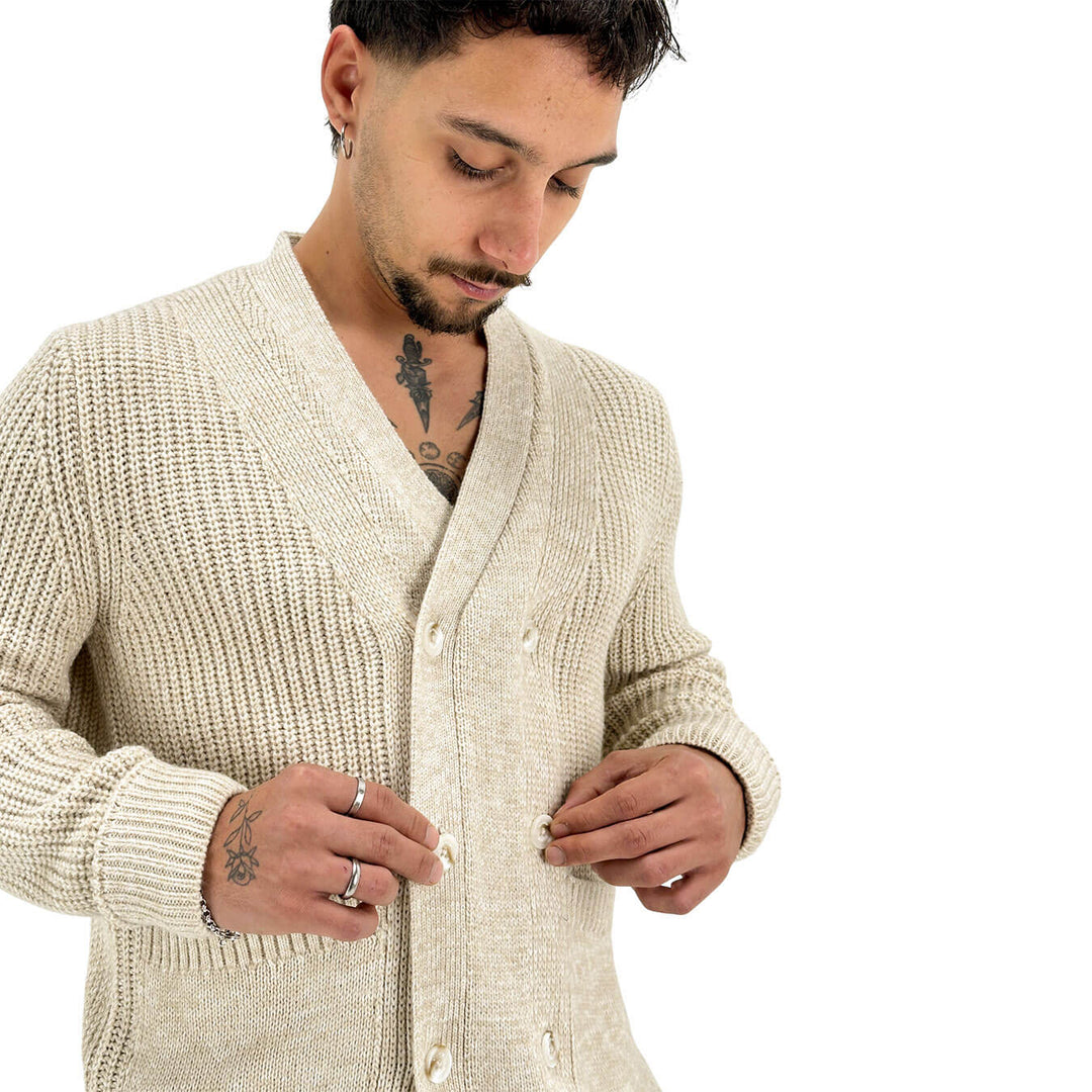 Markup, Cardigan, Uomo, Tessuto Misto, Beige