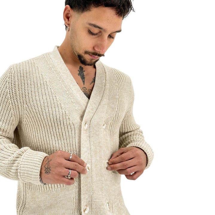 Markup, Cardigan, Uomo, Tessuto Misto, Beige