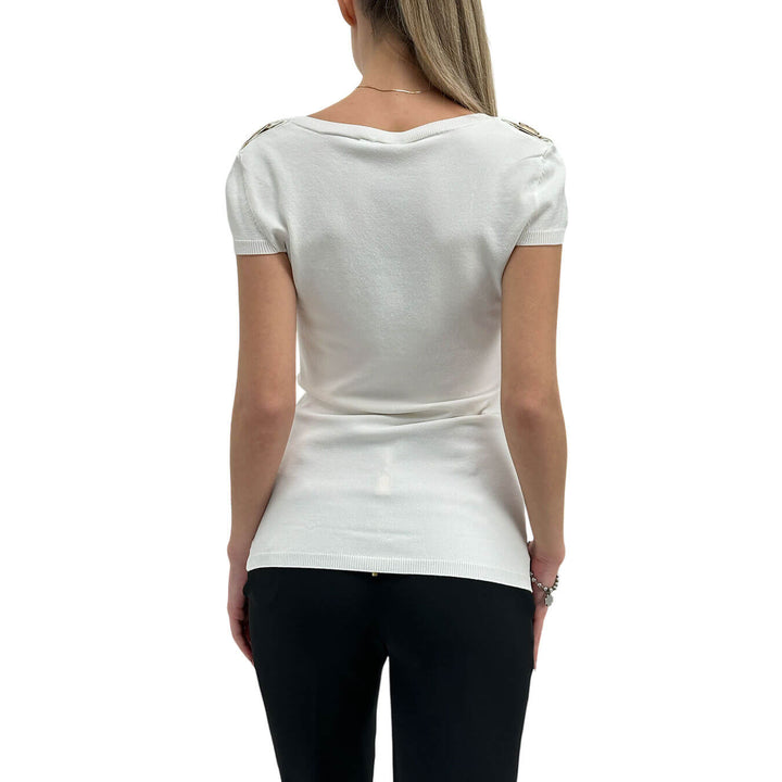 Relish Eric Maglia Donna, T-Shirt Basic, Tessuto Misto, Bianco