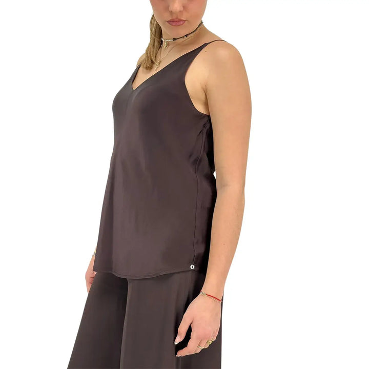 Ottod'Ame, Top, Donna, Spalline Sottili, Marrone