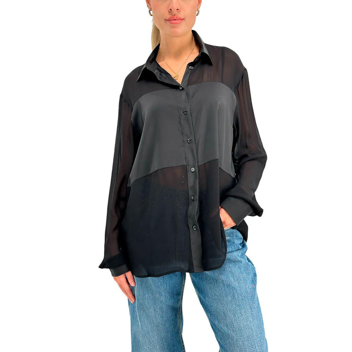 Imperial Camicia Donna, Colletto Classico, Voile, Viscosa, Nero