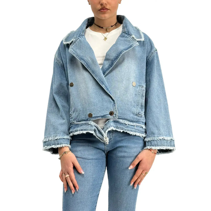 Bassini, Giubbotto Jeans, Donna, Cotone, Blu