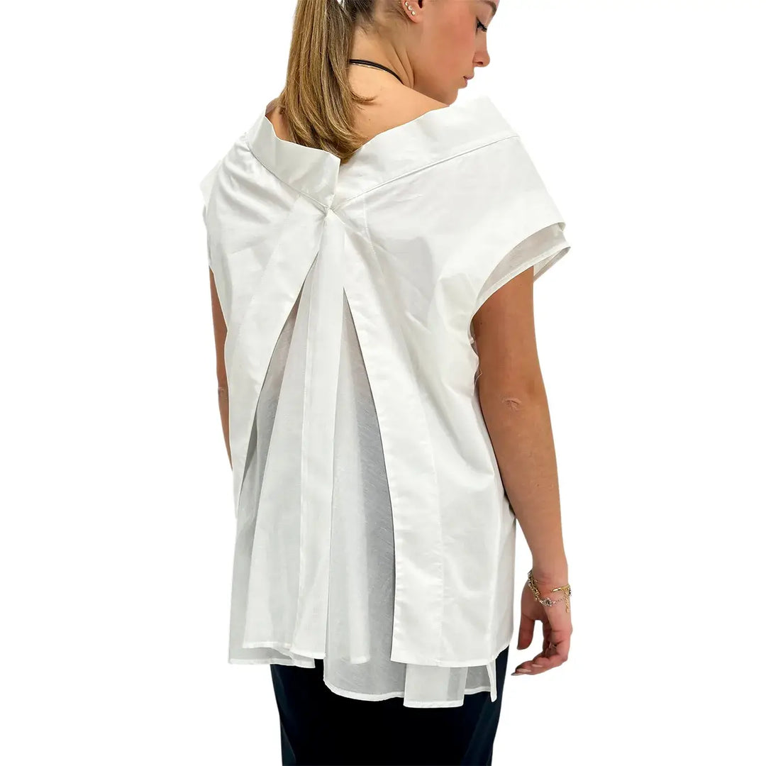 Meimeij, Blusa, Donna, Smanicata, Cotone, Bianco