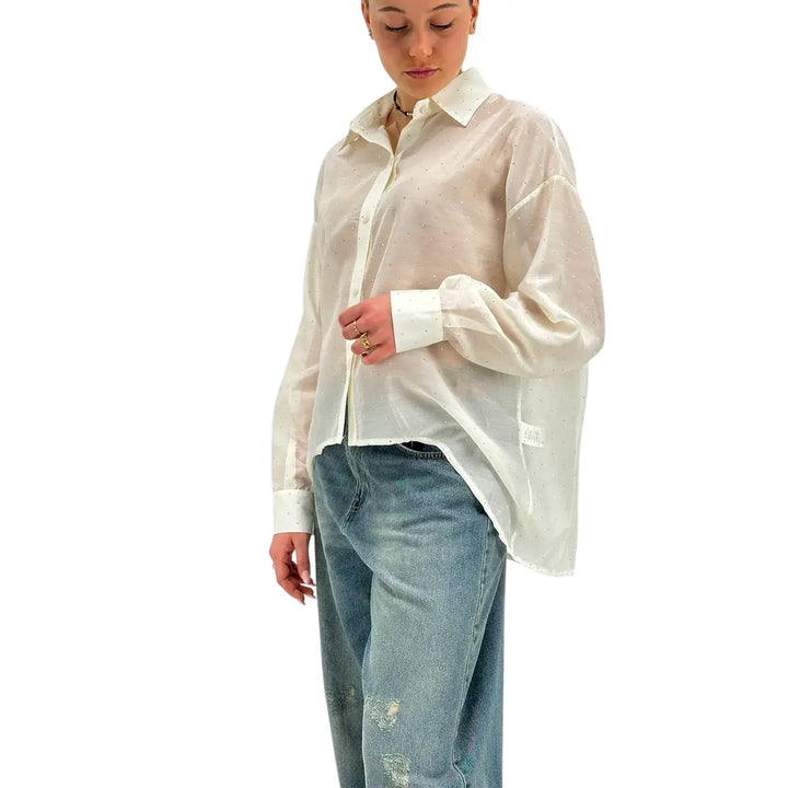 Kontatto, Camicia, Donna, Strass, Avorio