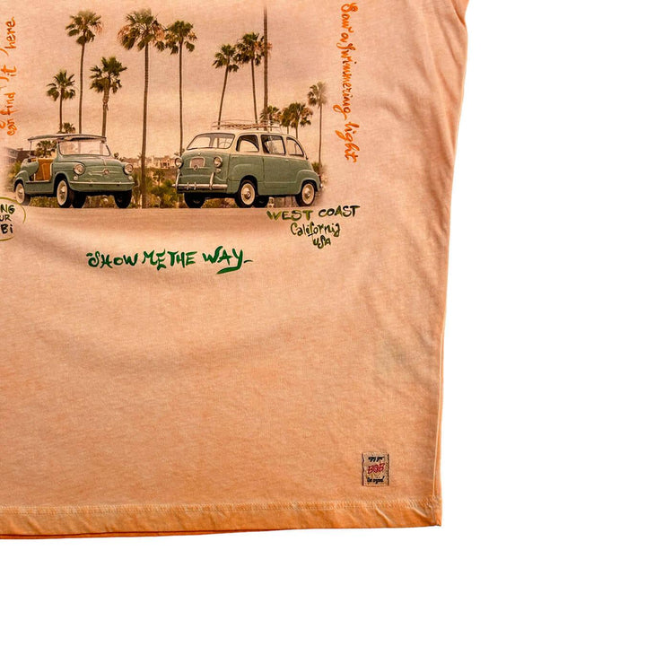 Bob Maglia T-Shirt Uomo, Stampa "Hotel California", Cotone, Arancione - BassiniBoutique.it