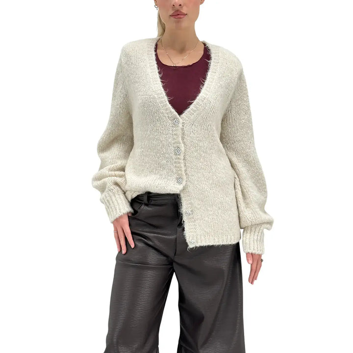 Motel, Cardigan, Donna, Tessuto Misto, Avorio