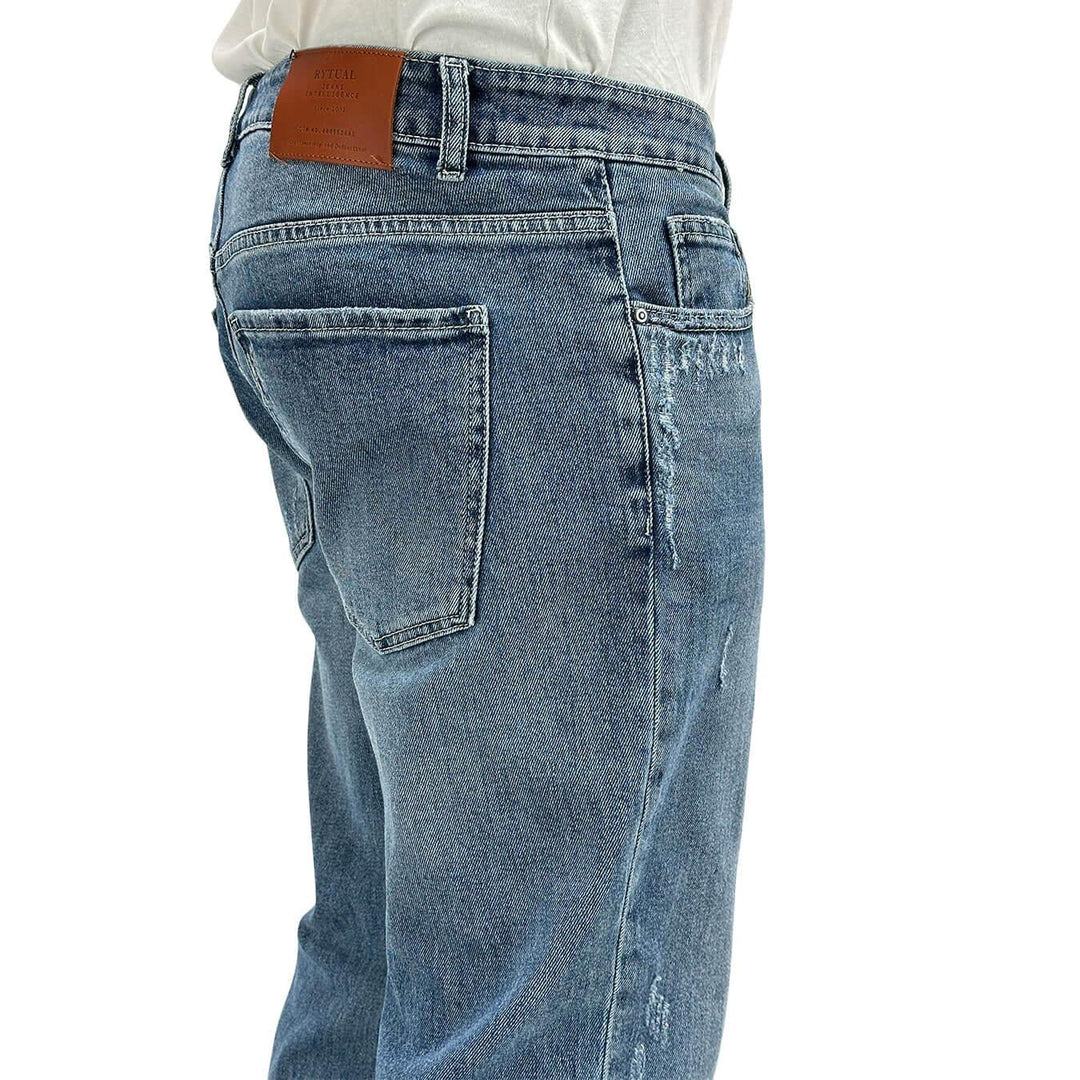 Pantaloni Uomo, Jeans, Denim, Chino, Cotone, Blu Notte