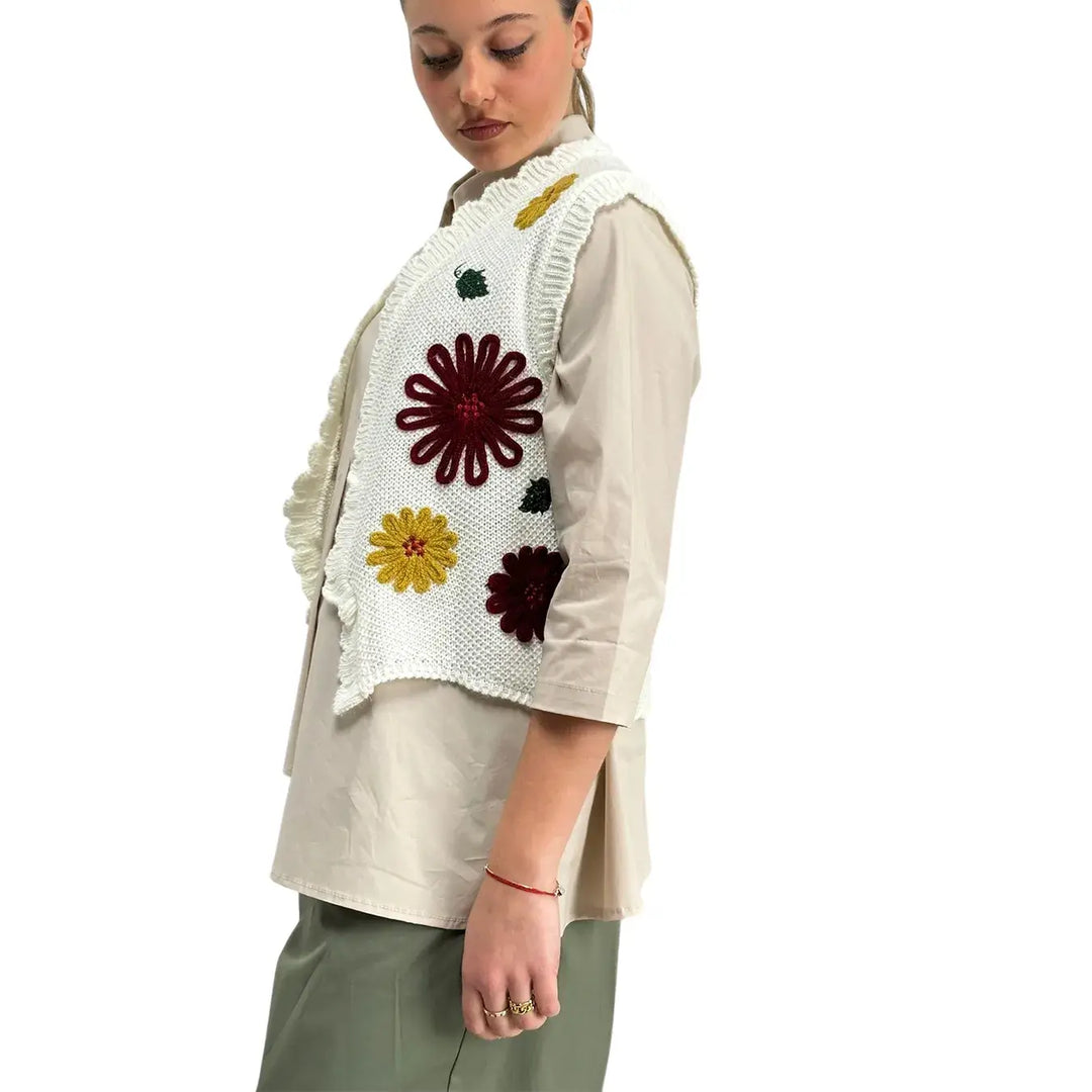 Bassini, Bolero Gilet, Donna, Bianco