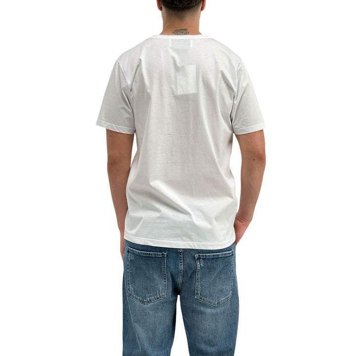 Amaránto T-Shirt Basic Uomo, Scollo a V, Cotone, Bianco