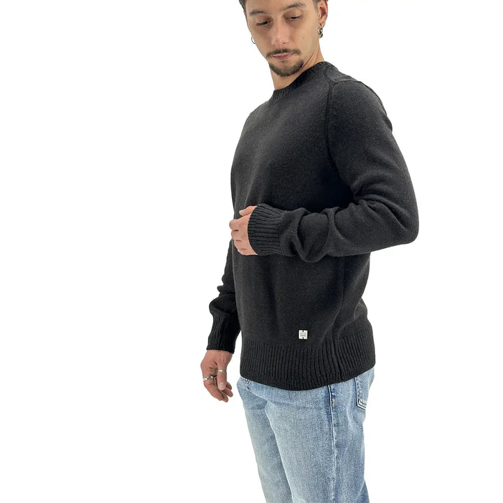 BL.11 Block Eleven, Maglia, Uomo, Girocollo, Misto Lana, Nero