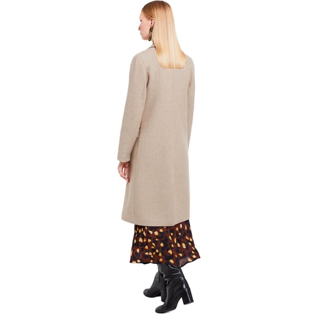 Ottod'Ame Women's Coat, Long, Single Breasted, Wool Blend, Ecru