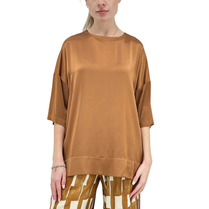 Ottod'Ame Maglia Donna, Camicia, Over, Viscosa, Marrone