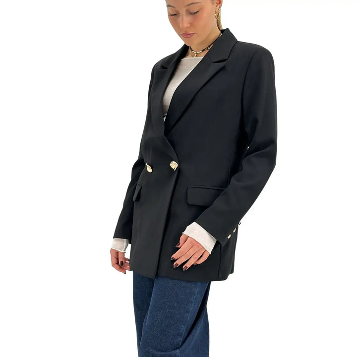 Koralline, Giacca, Doppio Petto, Poliestere, Nero