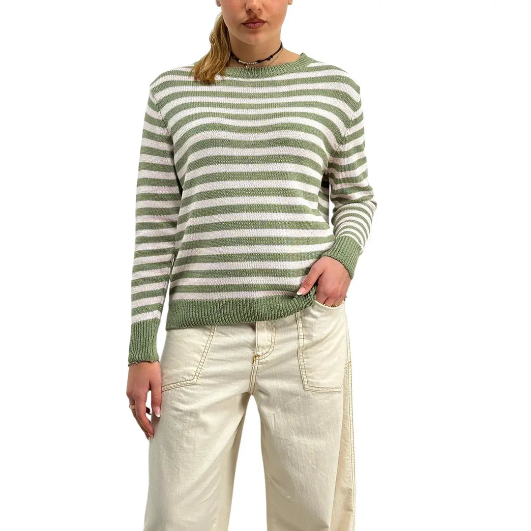 Bassini, Maglia a Righe, Donna, Cotone, Rosa e Verde