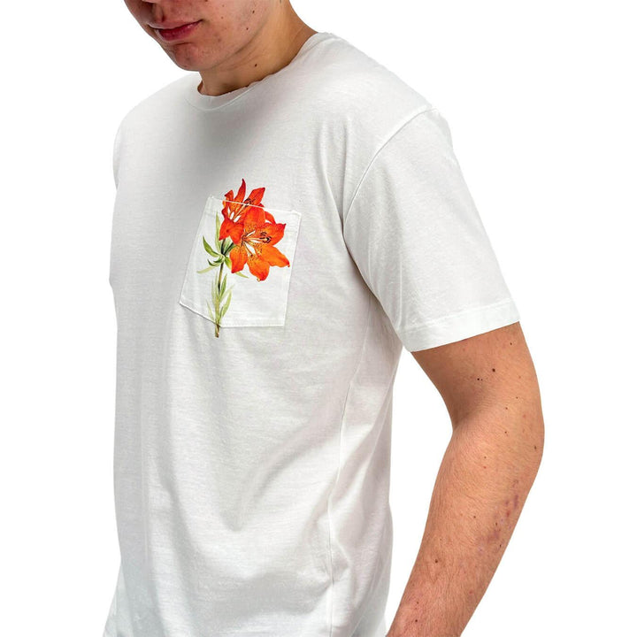 BL.11 Block Eleven T-Shirt Uomo, Tasca Decorata, Cotone, Bianco