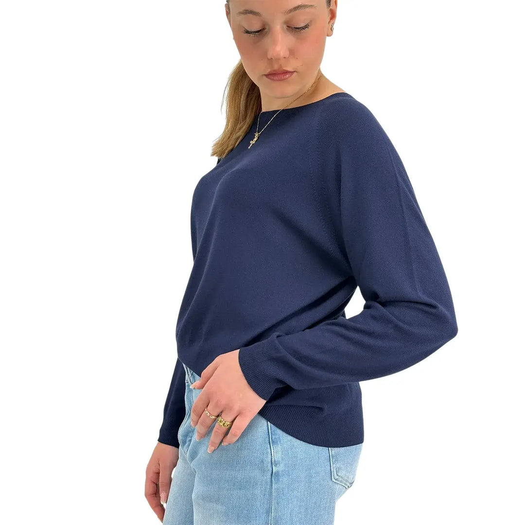 Kontatto, Maglia, Donna, Girocollo, Maniche Lunghe, Blu