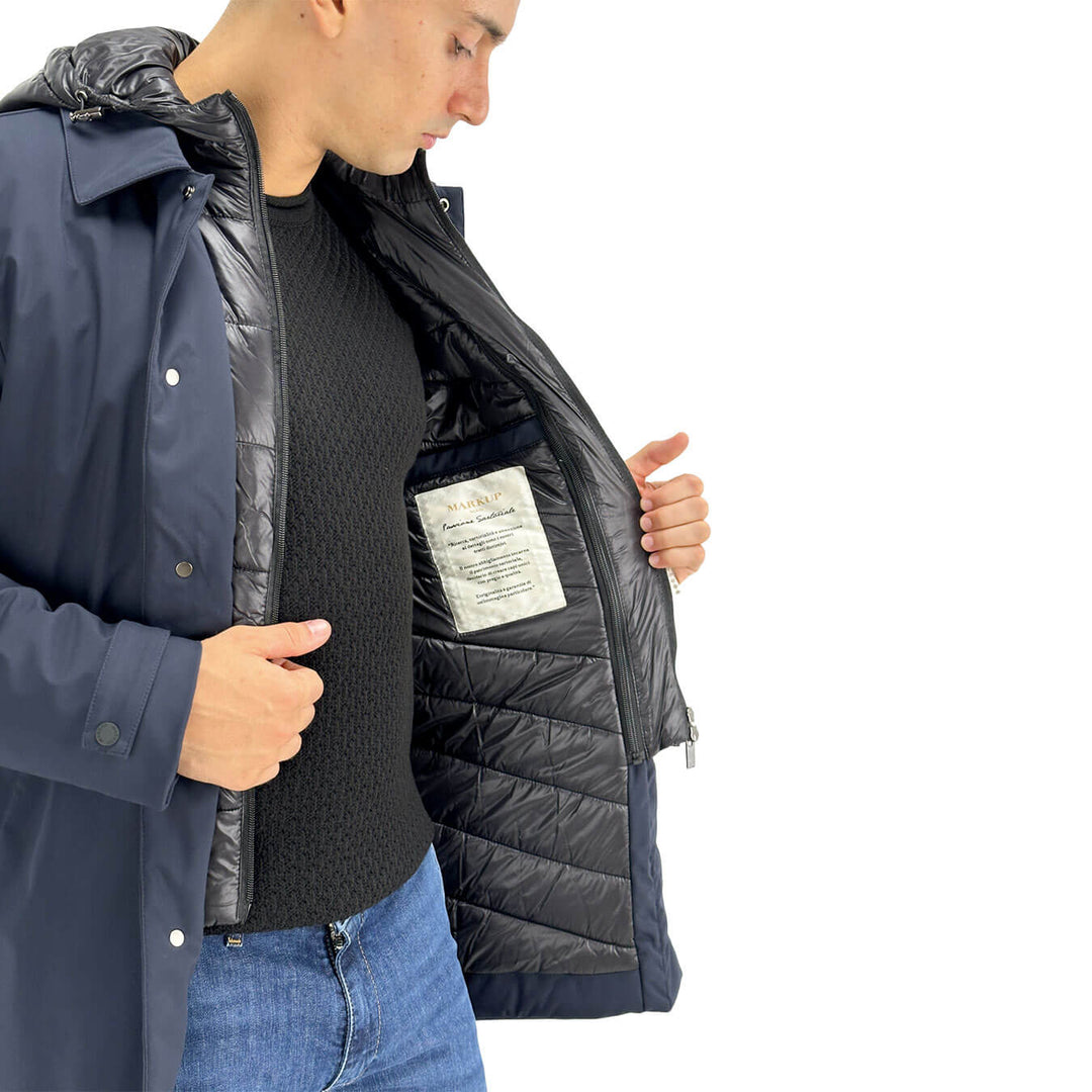 Markup, Cappotto, Uomo, Poliestere, Blu