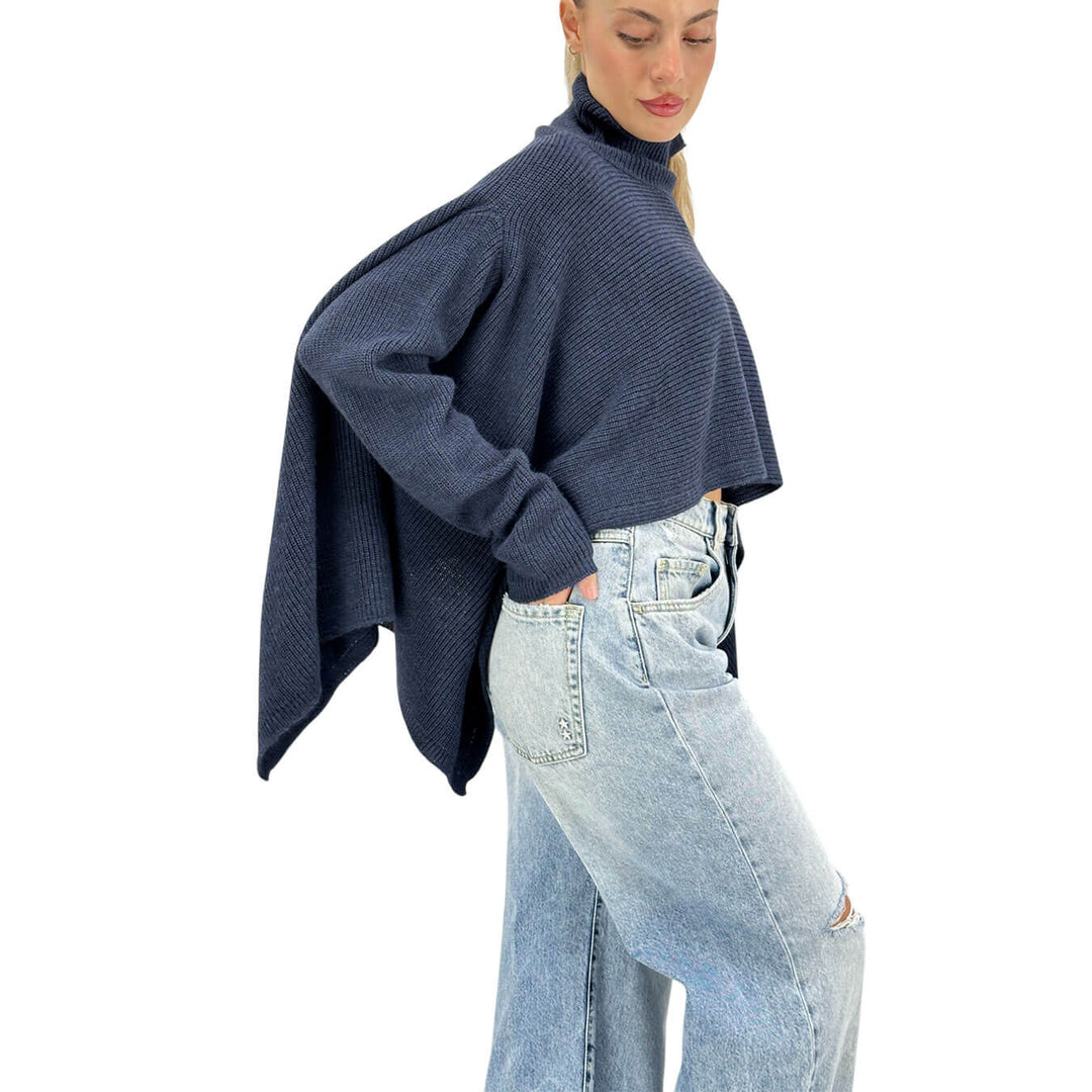 Relish, Maglia, Donna, Taso, Collo Alto, Acrilico, Blu
