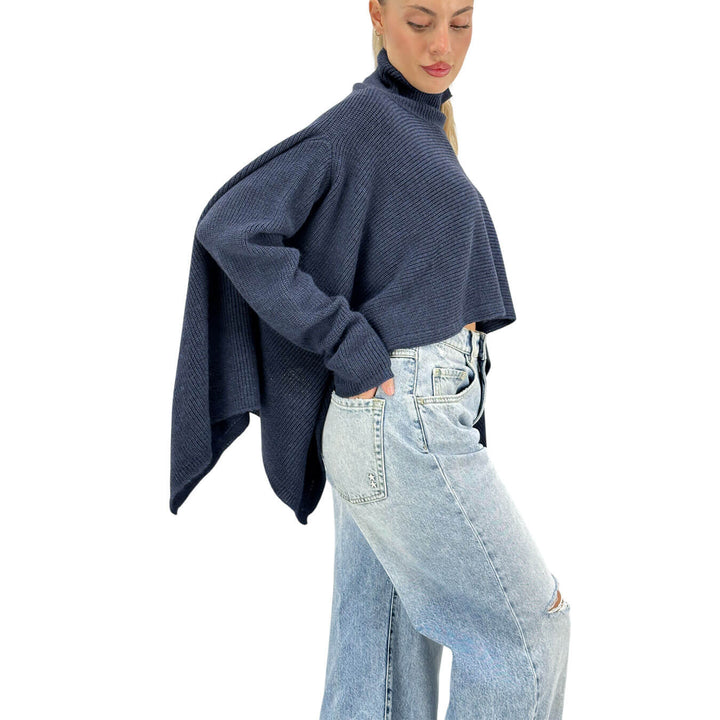 Relish, Maglia, Donna, Taso, Collo Alto, Acrilico, Blu