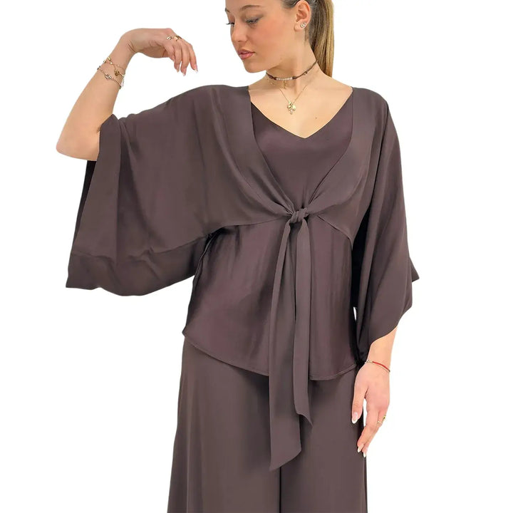 Ottod'Ame, Top, Donna, Tessuto Misto, Marrone