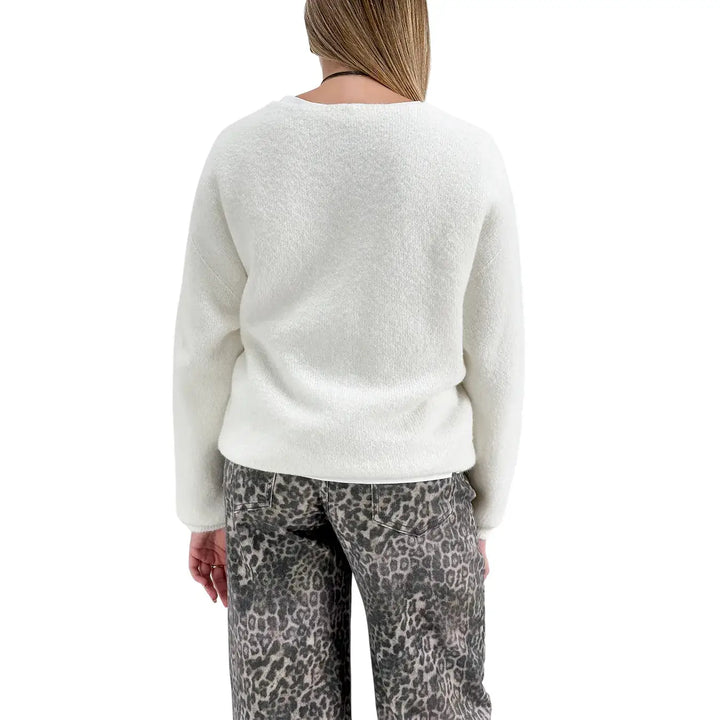 Bassini Cardigan Donna Panna Oversize con Cinque Bottoni e Maniche Raglan