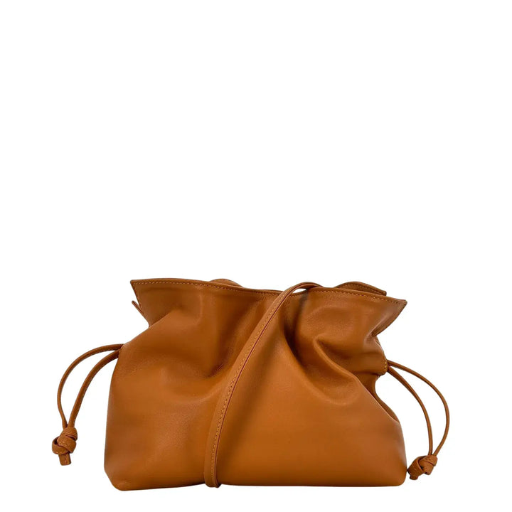 Bassini Borsa Donna Pasticcino Piccola in Nappa Terra di Siena con Chiusura Magnetica e Tracolla in Pelle