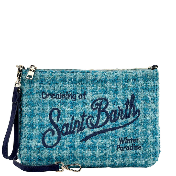 Mc2 Saint Barth Borsa Donna, Pouch a Tracolla Parisienne, Tweed, Blu