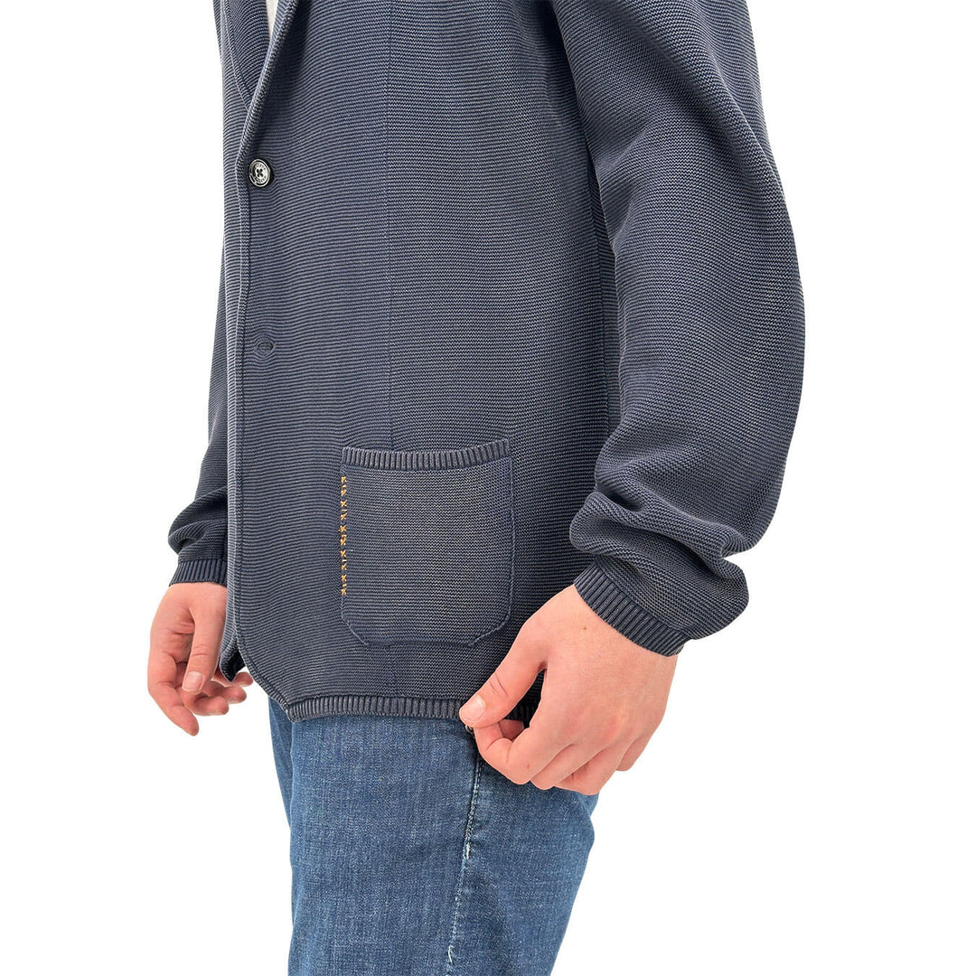 MarKup Giacca Uomo, Monopetto, Revers, Cotone, Blu