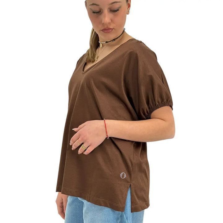 Ottod'Ame, T-Shirt, Donna, Cotone Modal, Cioccolato