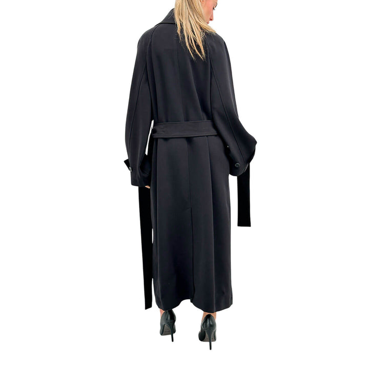 Ottod'Ame Trench Donna, Doppiopetto con Fusciacca, Nero