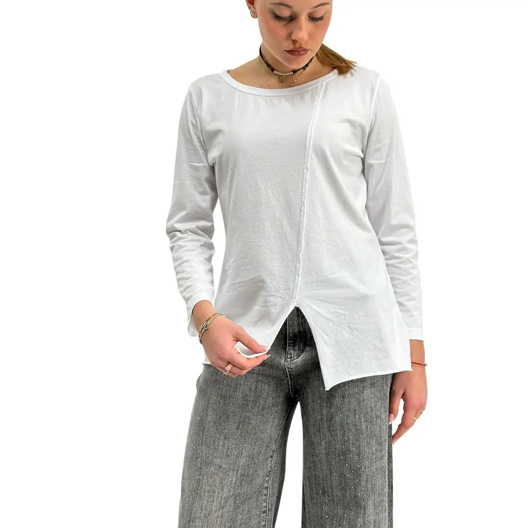 Bassini, T-Shirt, Donna, Cotone, Bianco