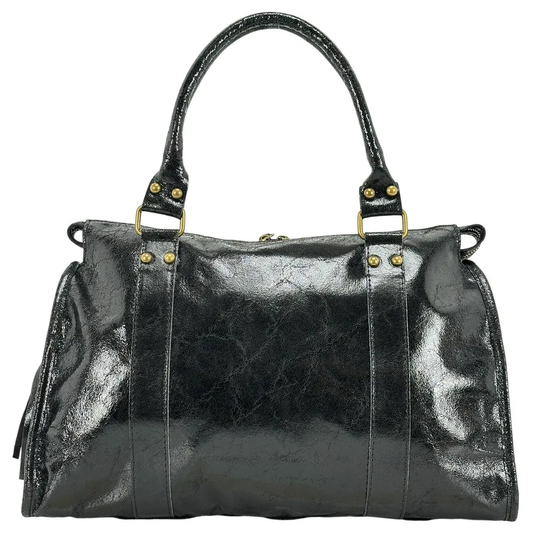 Bassini, City Bag, Grande, Vera Pelle, Nero