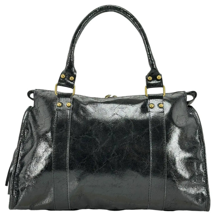 Bassini, City Bag, Grande, Vera Pelle, Nero