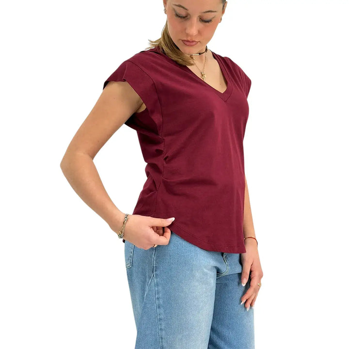 Ottod'Ame, T-Shirt, Donna, Cotone Modal, Merlot